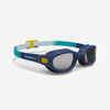 Bērnu/jauniešu peldēšanas brilles ar dūmakainām lēcām “Soft 100”, zilas, pelēkas, dzeltenas