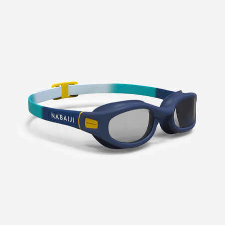 Gafas Natación 100 Soft Azul Gris Amarillo Cristales Claros Talla S