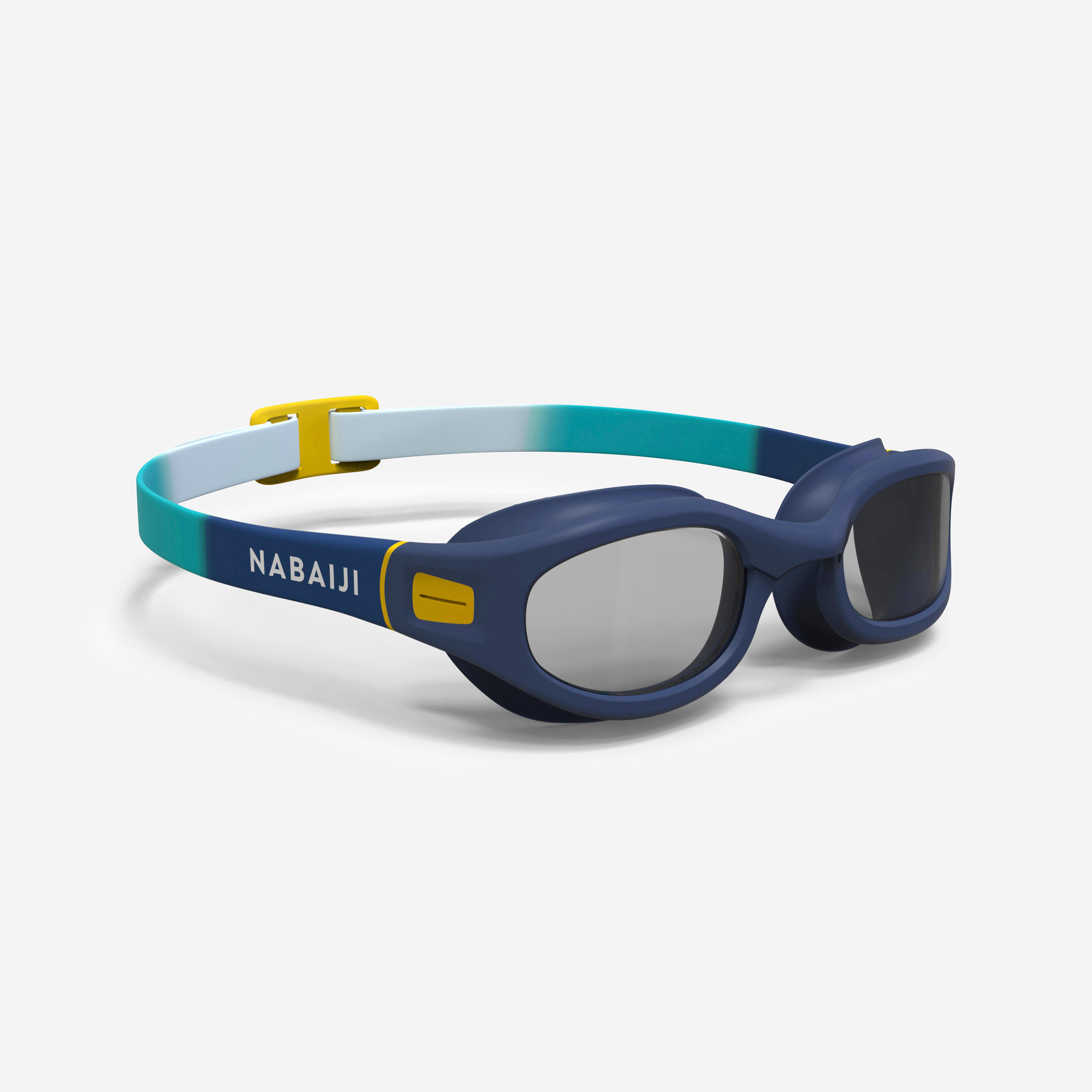 NABAIJI Swimming Goggles 100 Soft - Size S - Clear Lenses - Blue / Grey / Yellow