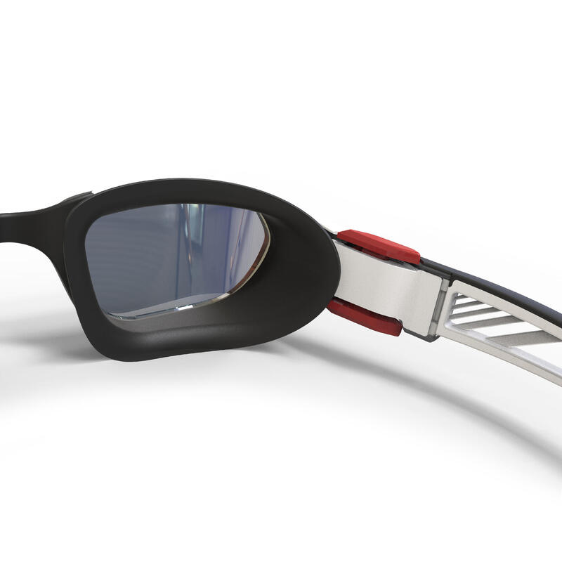 Yüzücü Gözlüğü - Standart Beden - Siyah/Beyaz/Kırmızı - Aynalı Camlar - Turn
