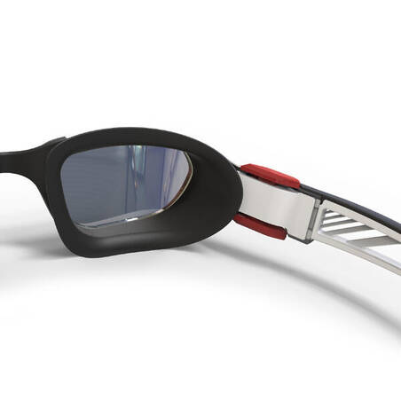 Kacamata Renang Goggles TURN - Lensa Cermin - Hitam Putih Merah