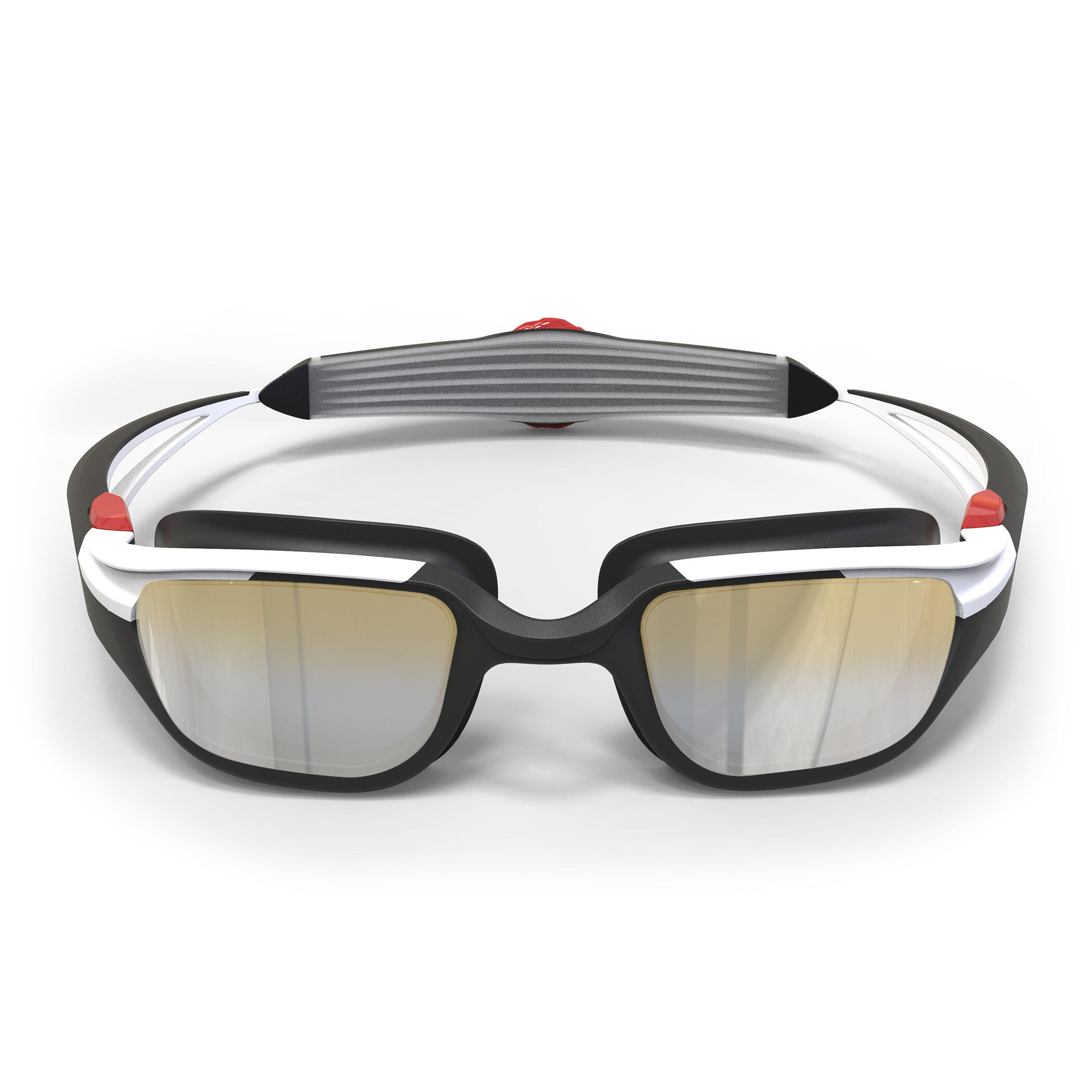 TURN Swimming Goggles - Mirror Lenses - One Size - Black White Red