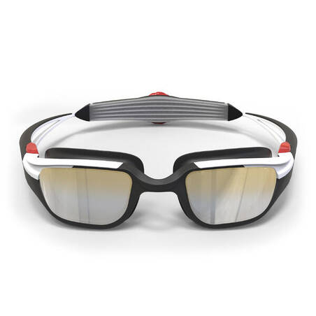Kacamata Renang Goggles TURN - Lensa Cermin - Hitam Putih Merah