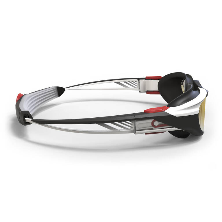 Kacamata Renang Goggles TURN - Lensa Cermin - Hitam Putih Merah