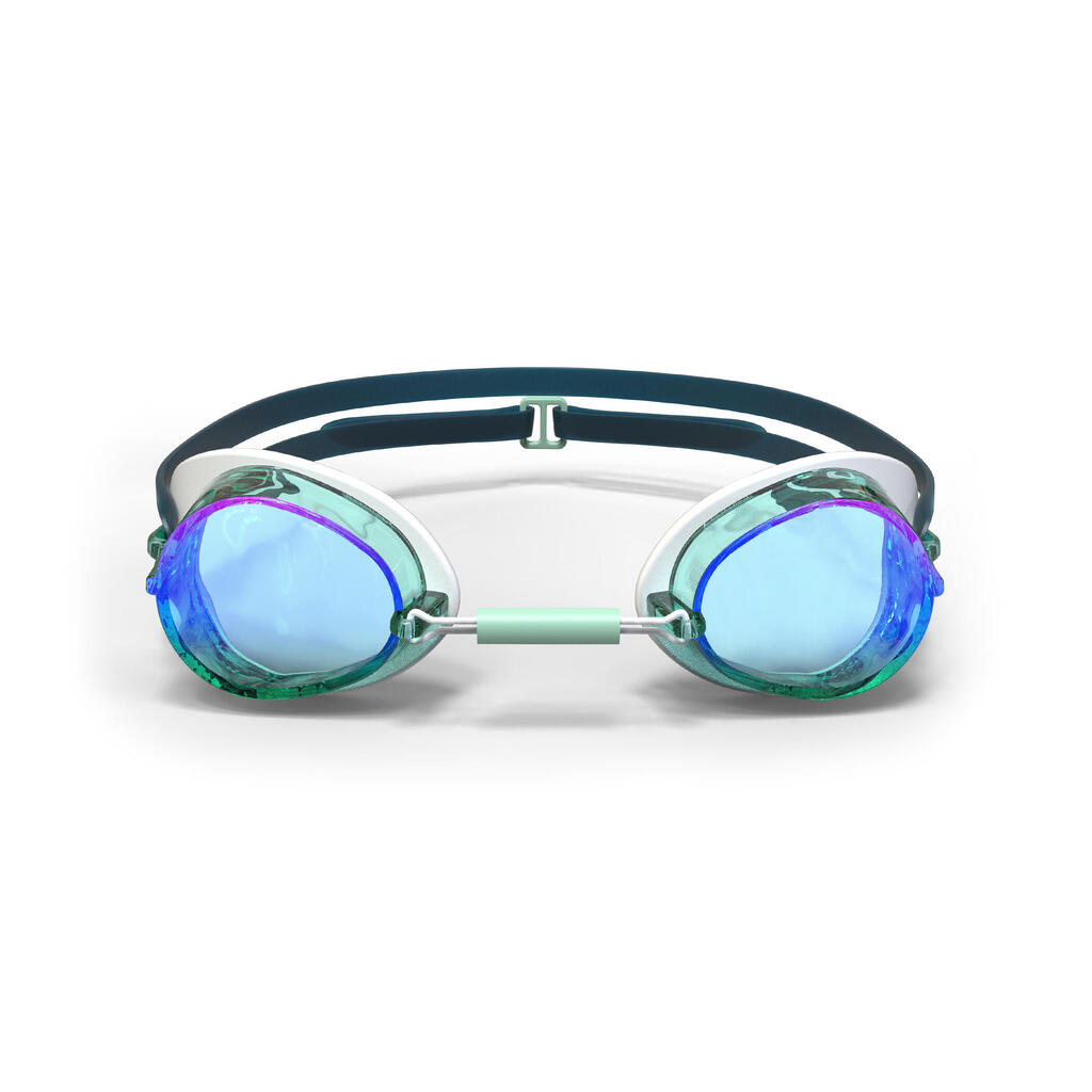 Švediškų plaukimo akinių komplektas, tamsinti veidrodiniai stiklai, turkio