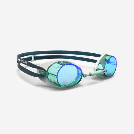 Шведські окуляри для плавання комплект сині/бірюзові затемнені дзеркальні лінзи