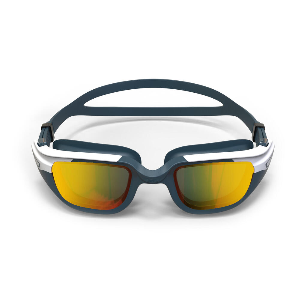 Bērnu peldēšanas brilles ar spoguļpārklājuma lēcām “Spirit 500”, dzeltenas, baltas, tirkīza