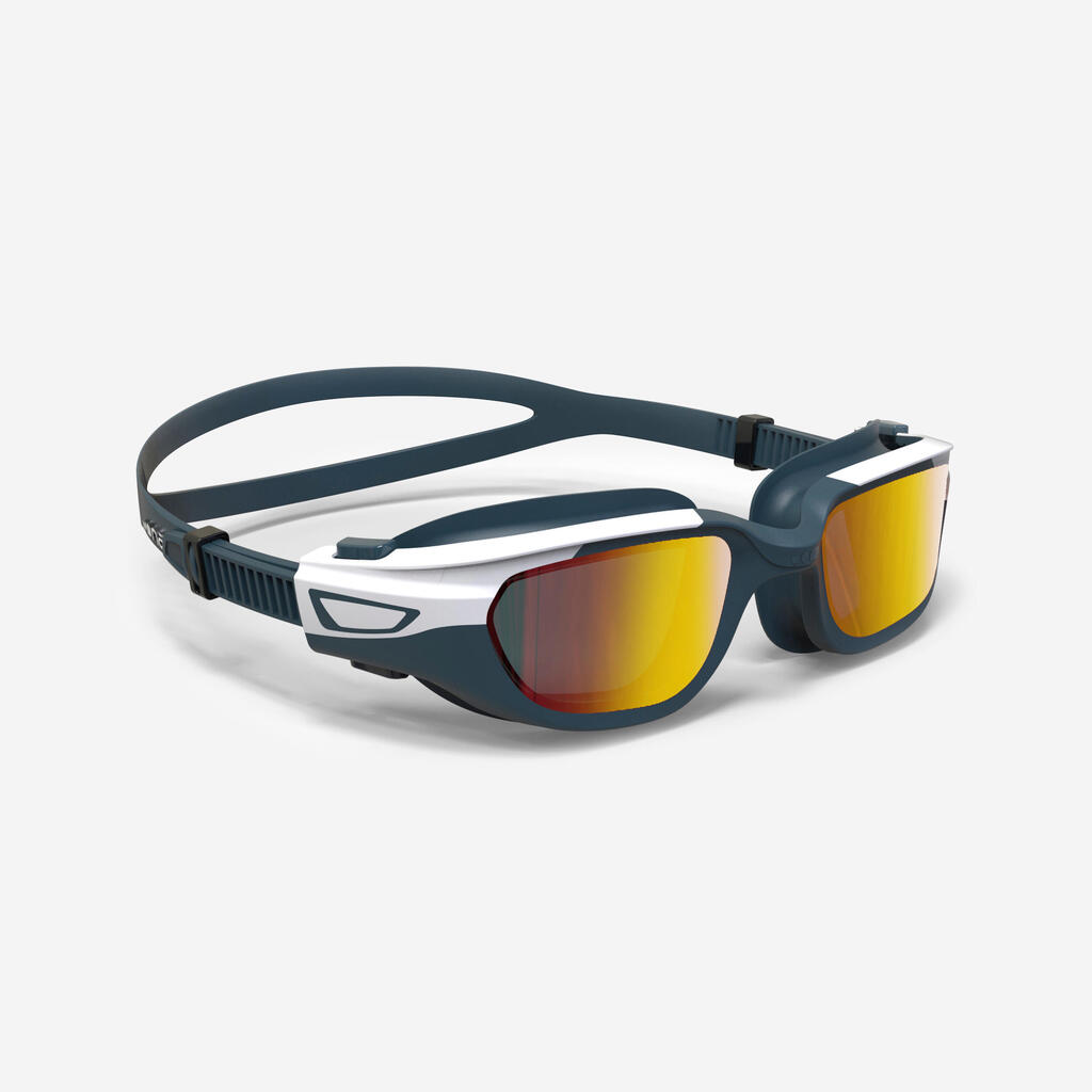 Bērnu peldēšanas brilles ar spoguļpārklājuma lēcām “Spirit 500”, dzeltenas, baltas, tirkīza