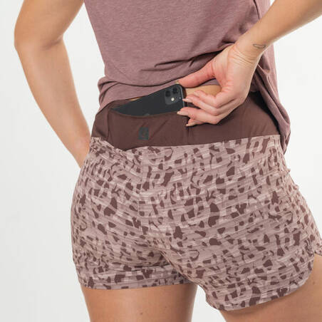 Women's printed running shorts Dry - brown