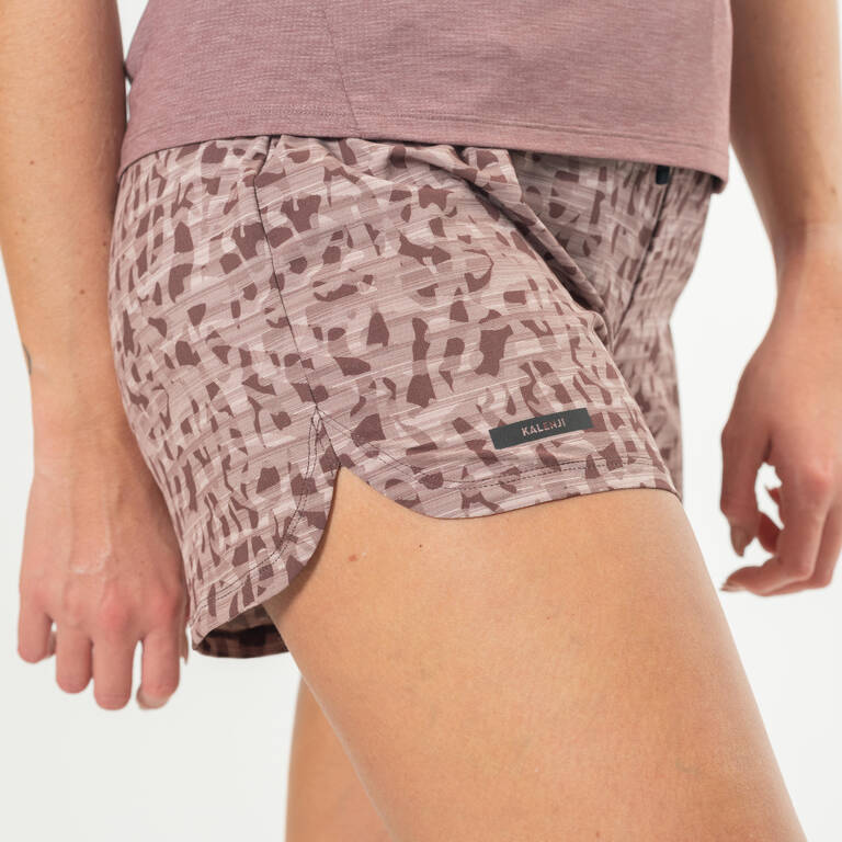 Women's printed running shorts Dry - brown