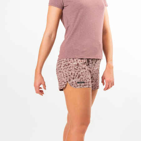Kratke hlače za trčanje Dry ženske smeđe s printom