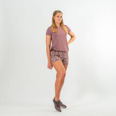 Women's printed running shorts Dry - brown