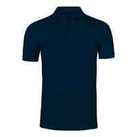 Men's golf cotton short-sleeved polo shirt - MW500 Navy blue