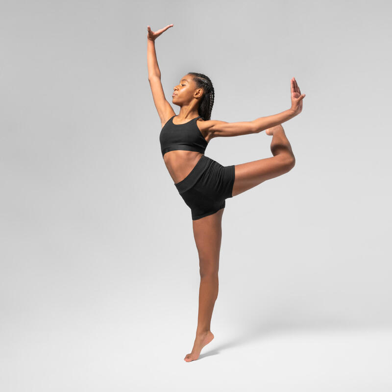 Dívčí kraťasy na moderní tanec s vyšším pasem černé 