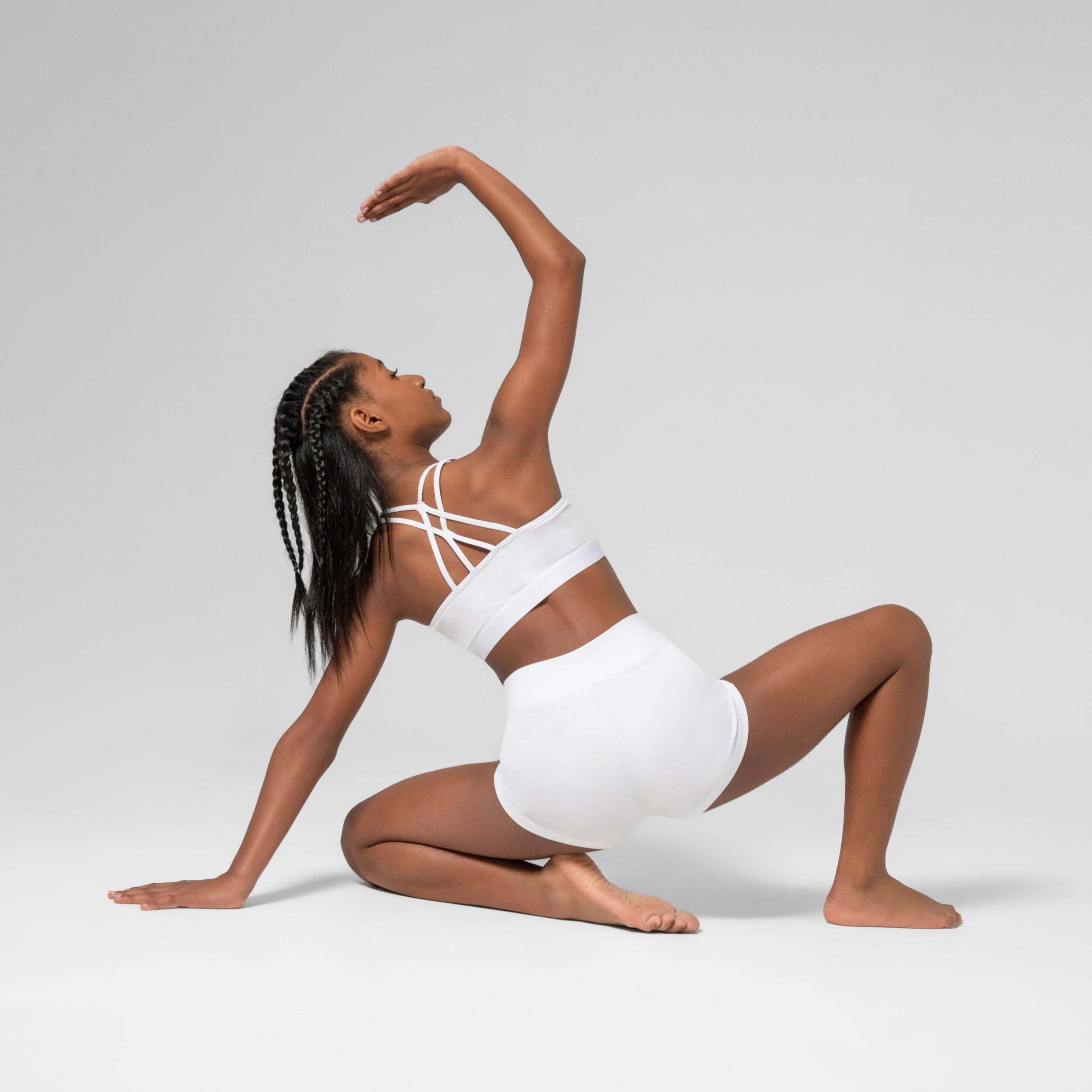 Short danse modern jazz taille haute Fille - blanc 8/10