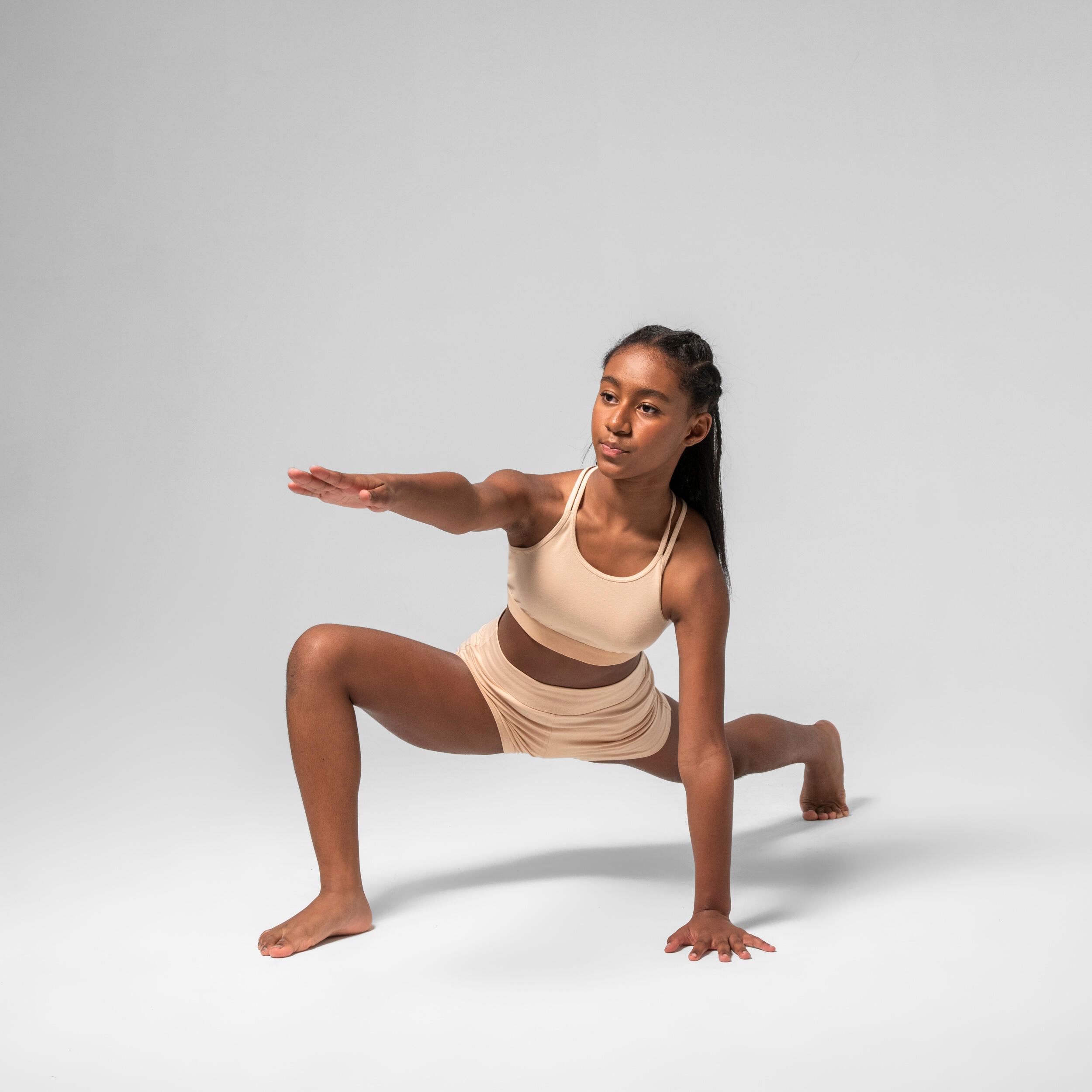 Pantaloncini danza moderna bambina vita alta color carne 9/10