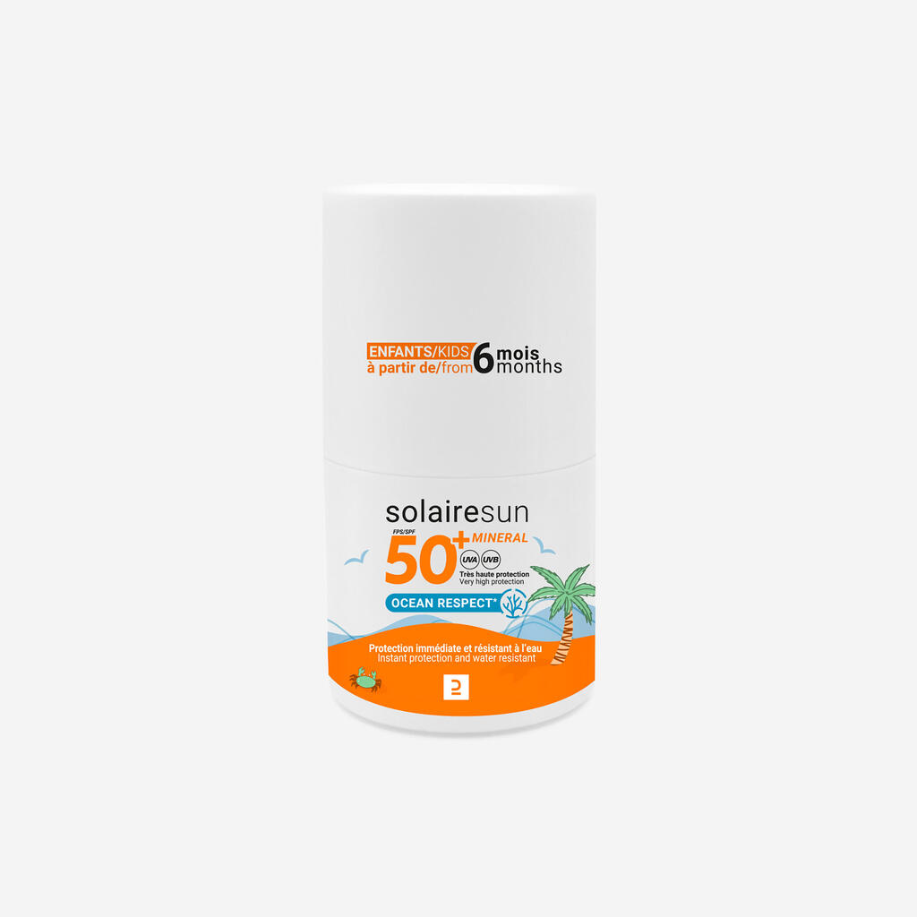 Bērnu saules aizsargkrēms ar rullīti un minerālvielām SPF 50+, 50 ml