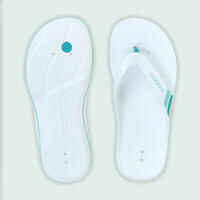 Women’s pool flip-flops Tonga 500 white blue line