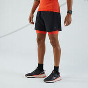 Men's Running 2-in-1 Tight Shorts Kiprun - black red