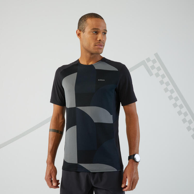 Camiseta de running transpirable Hombre - KIPRUN 900 LIGHT Negro y gris carbono 