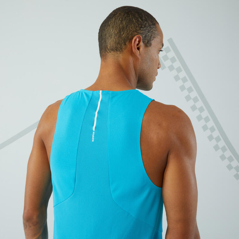 CAMISETA SIN MANGAS RUNNING HOMBRE TRANSPIRABLE KIPRUN AZUL