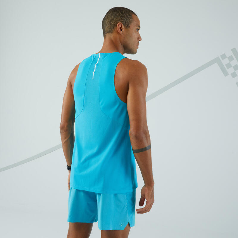 CAMISETA SIN MANGAS RUNNING HOMBRE TRANSPIRABLE KIPRUN AZUL