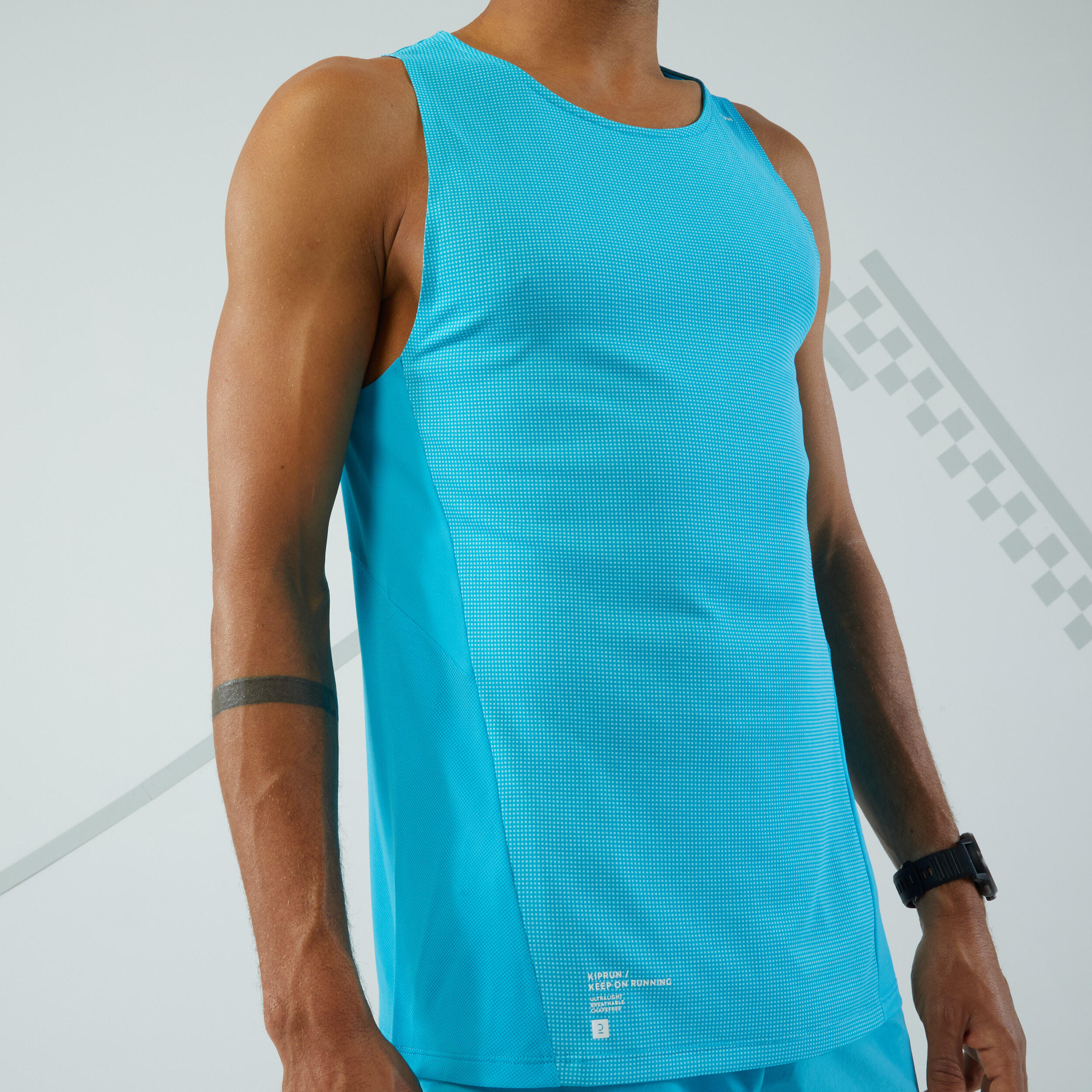 Men's Performance Running Light Tank Top Turquoise Blue