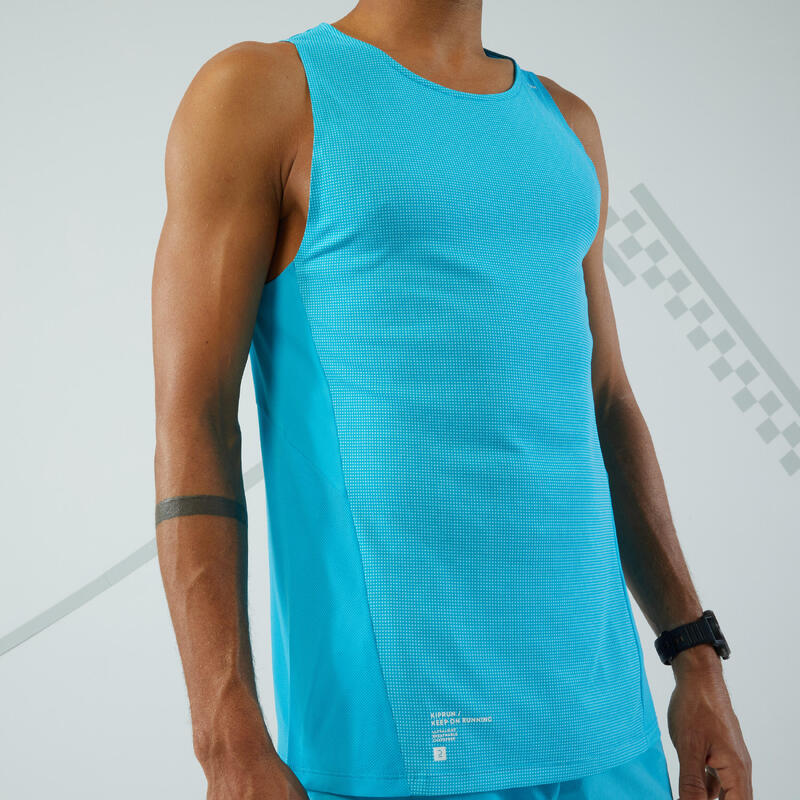 CAMISETA SIN MANGAS RUNNING HOMBRE TRANSPIRABLE KIPRUN AZUL