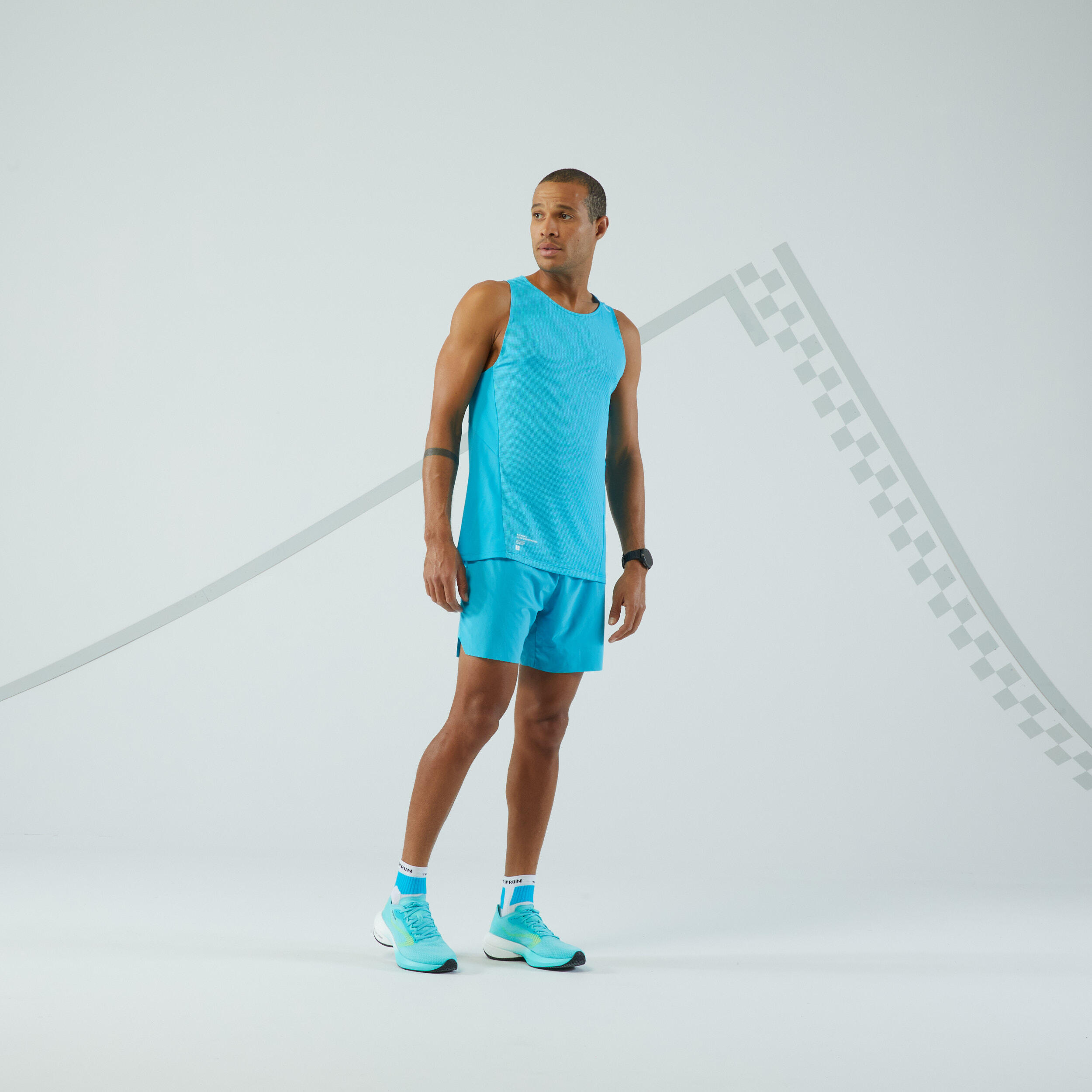 Men's Performance Running Light Tank Top Turquoise Blue