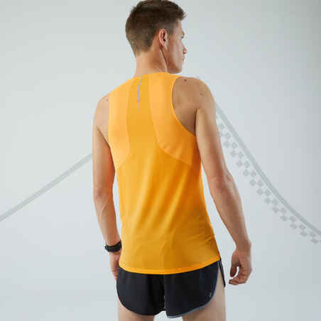 KIPRUN LIGHT MEN'S BREATHABLE RUNNING TANK TOP-MANGO/WAVE