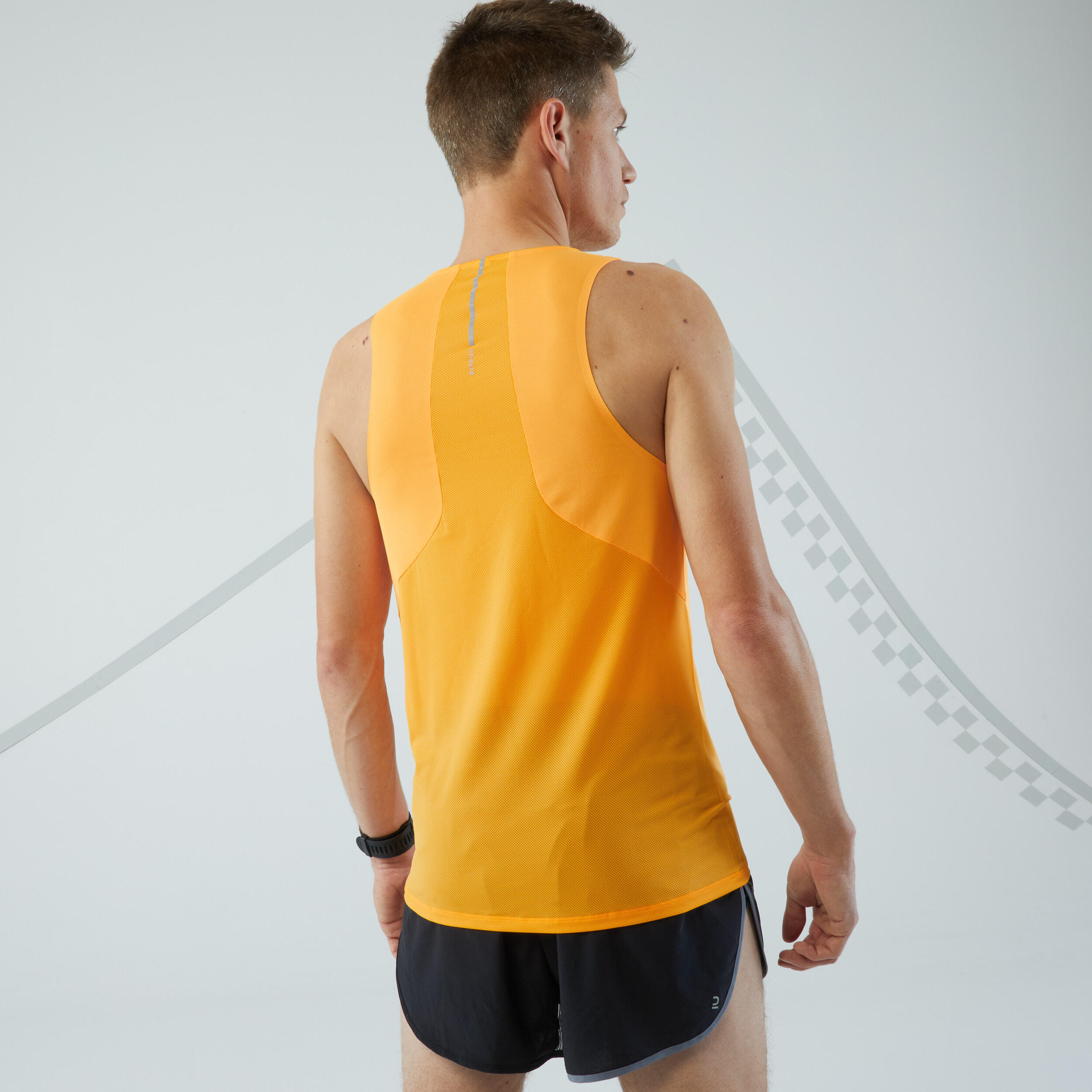 KIPRUN LIGHT MEN'S BREATHABLE RUNNING TANK TOP-MANGO/WAVE 3/7