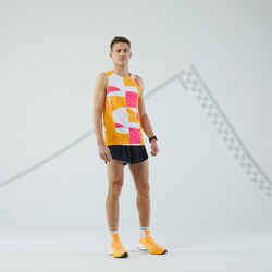 KIPRUN LIGHT MEN'S BREATHABLE RUNNING TANK TOP-MANGO/WAVE