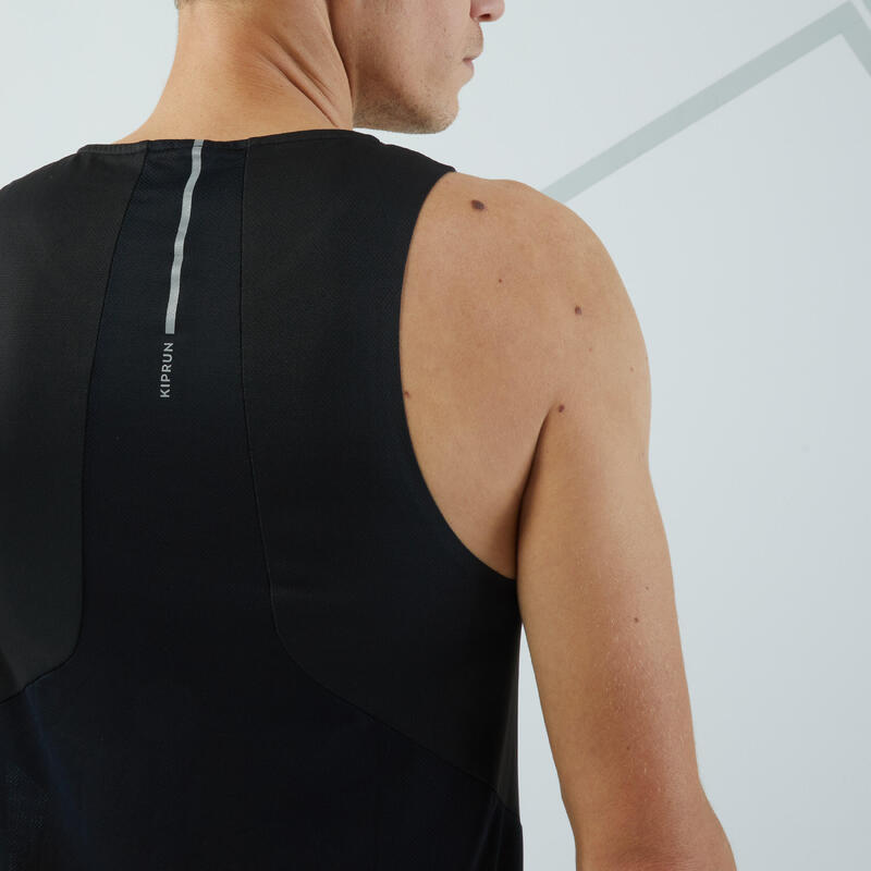 Ademend hardloopsinglet voor heren Light zwart golven