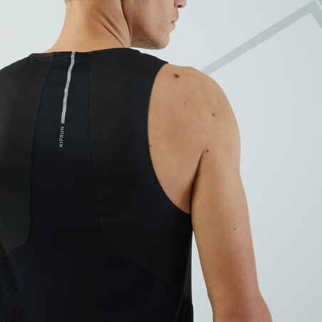 Vyriški berankoviai orui laidūs bėgimo marškinėliai „Kiprun Light“, juoda, bangų raštas