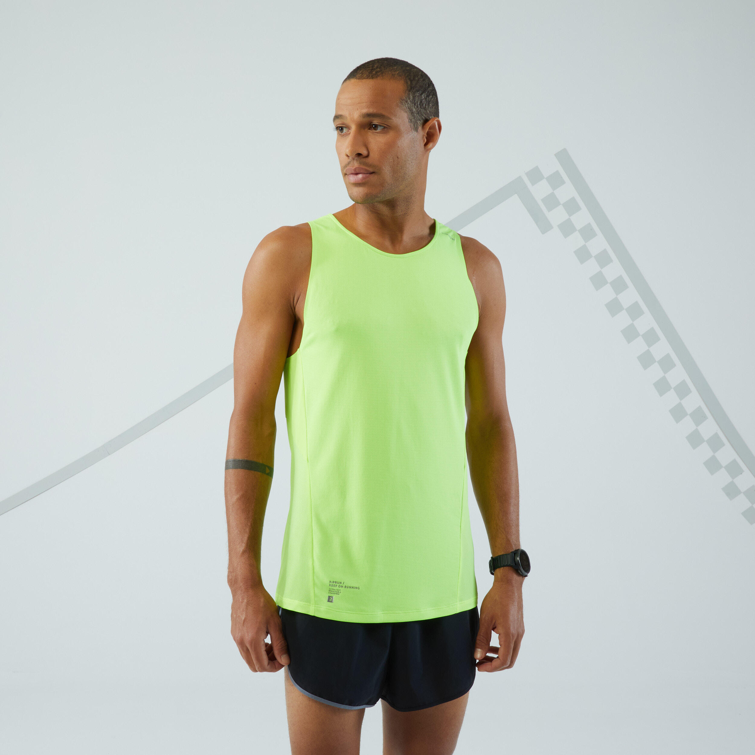 debardeur running homme respirant kiprun jaune - kiprun