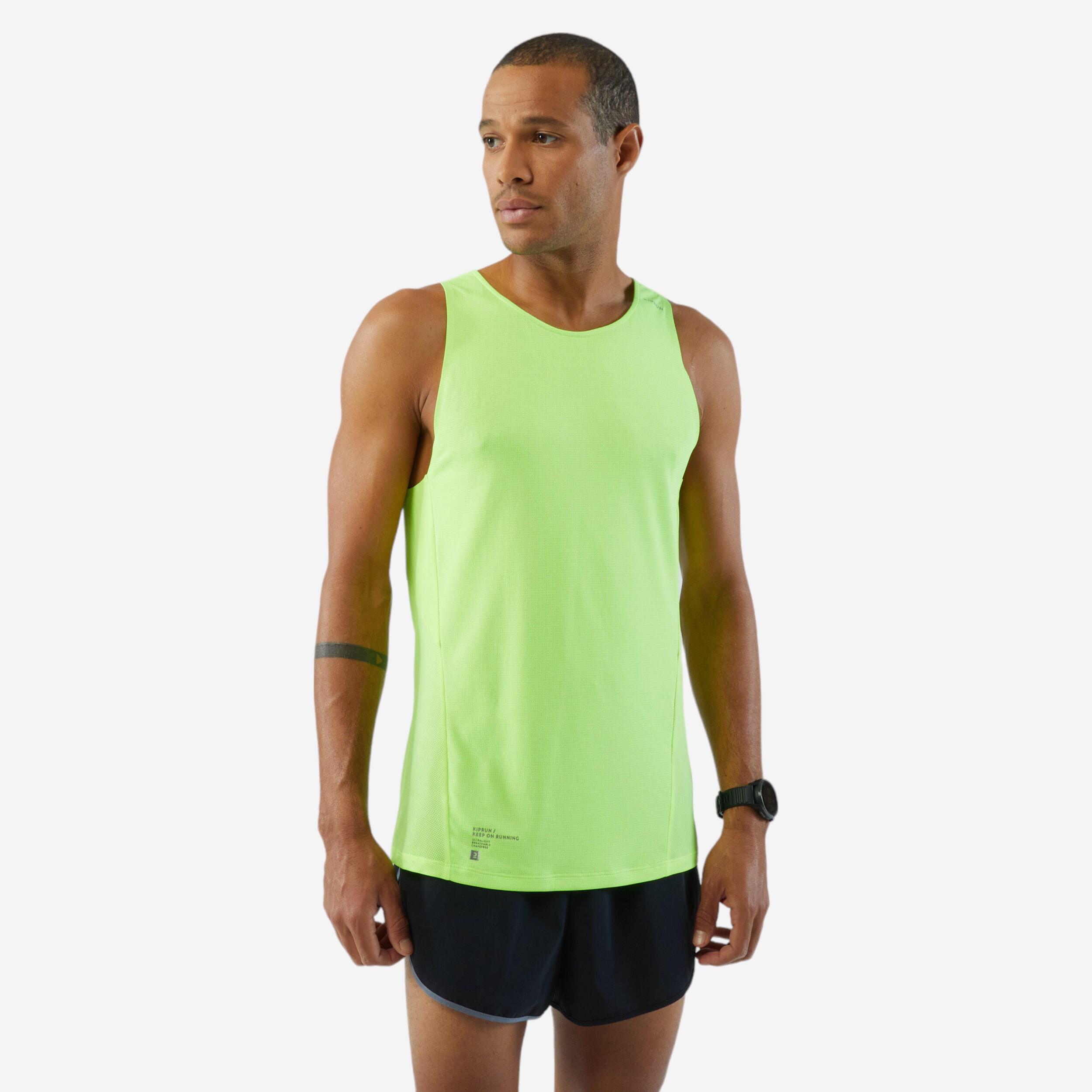Camiseta sin mangas de running Hombre KIPRUN Run Light Verde menta Decathlon