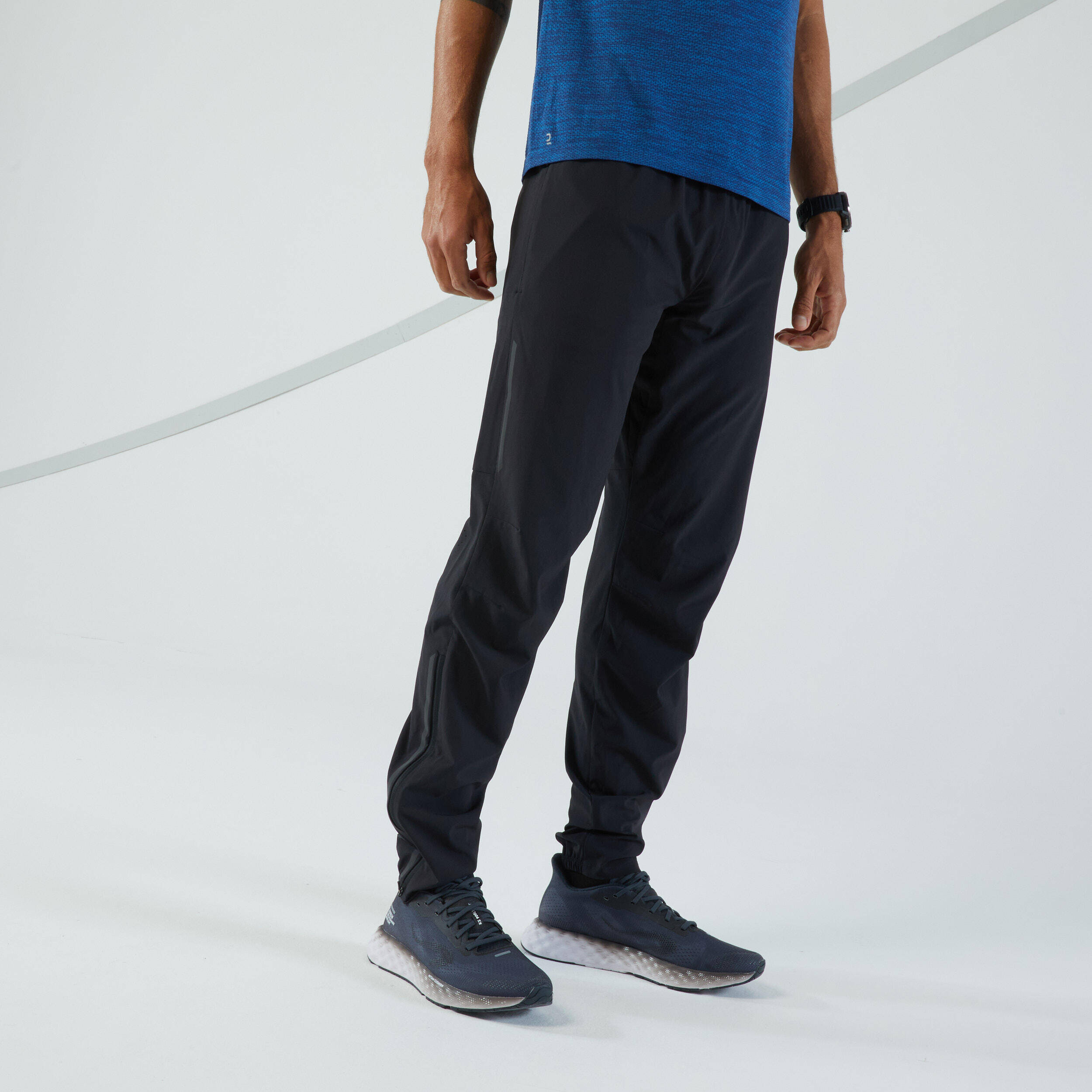 Men Breathable Running Track Pants - Run 500 - Black -  4