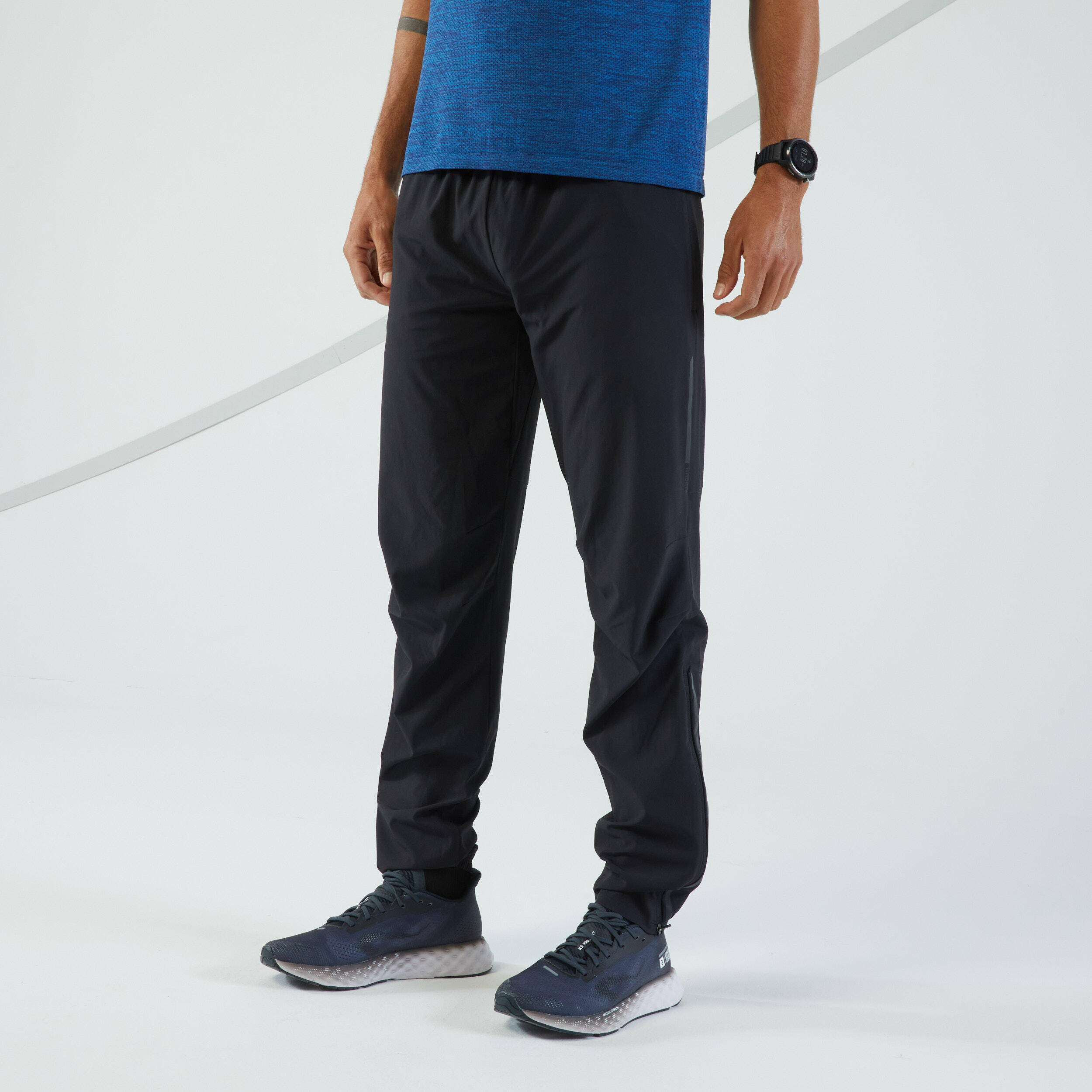 Men Breathable Running Track Pants - Run 500 - Black -  3