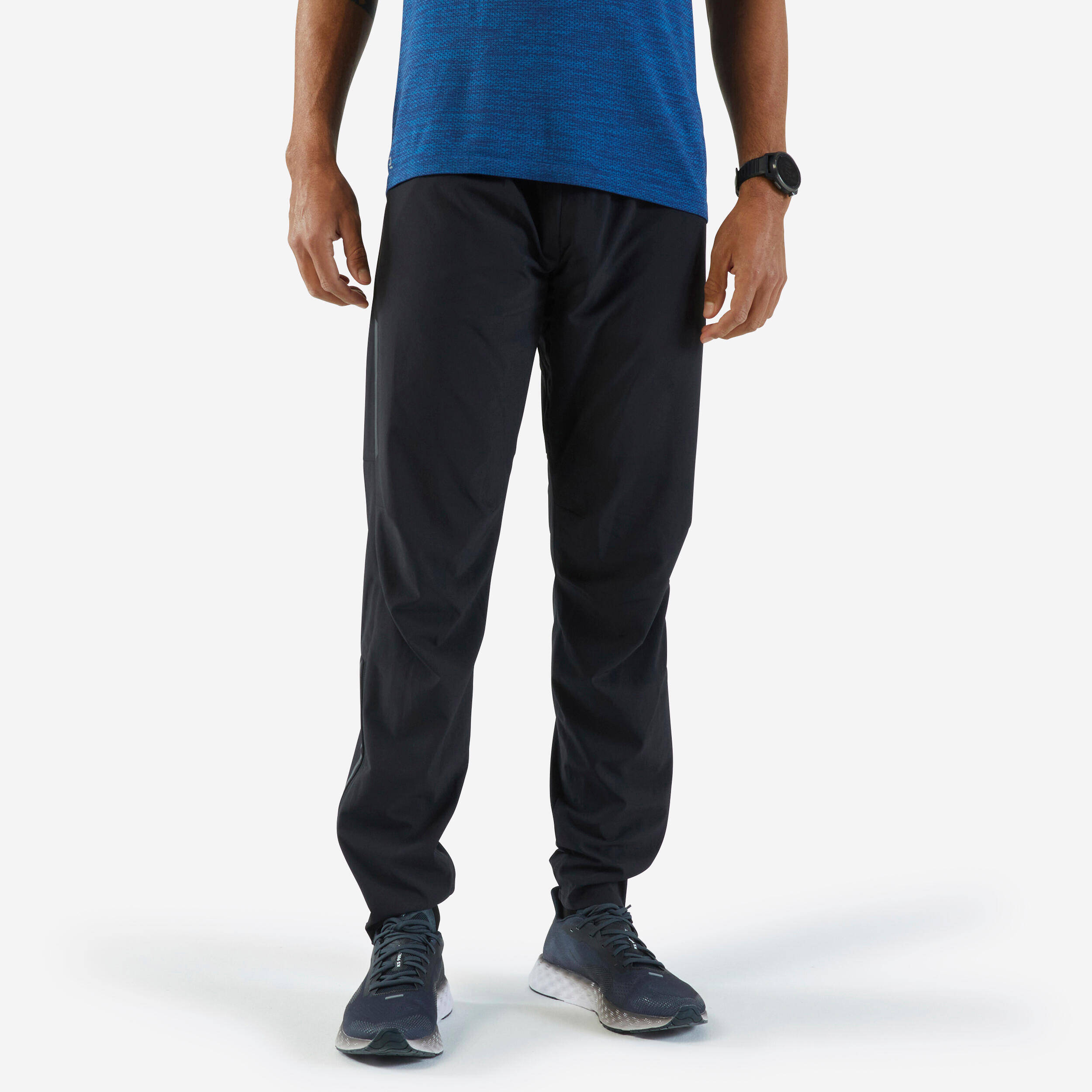 Men Breathable Running Track Pants - Run 500 - Black -  1