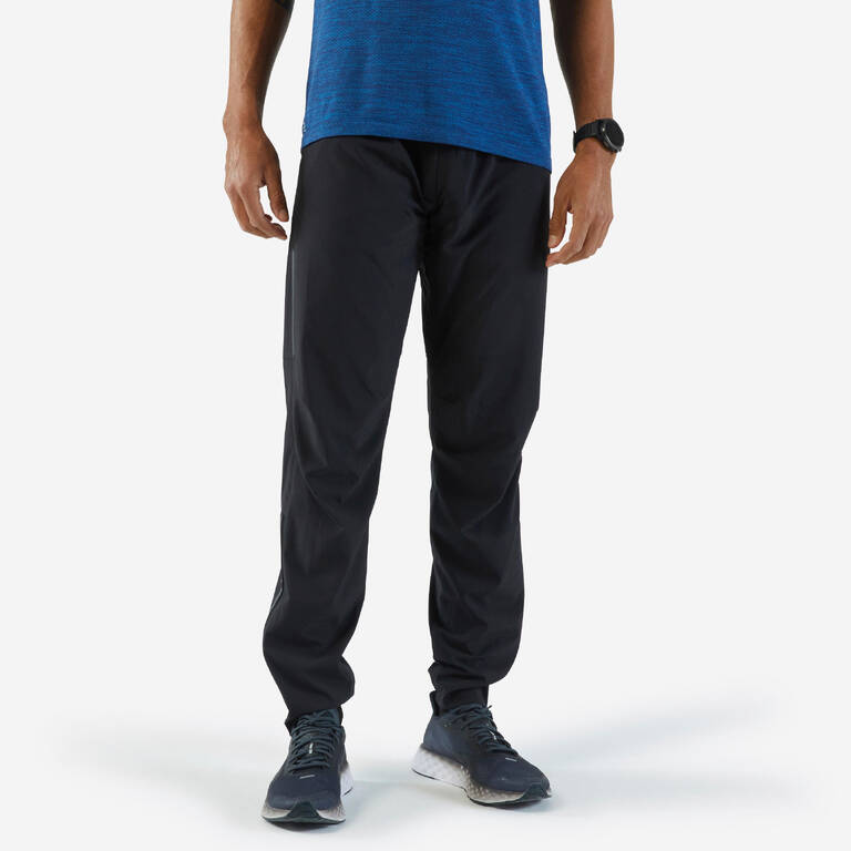 Men Breathable Running Track Pants - Run 500 - Black