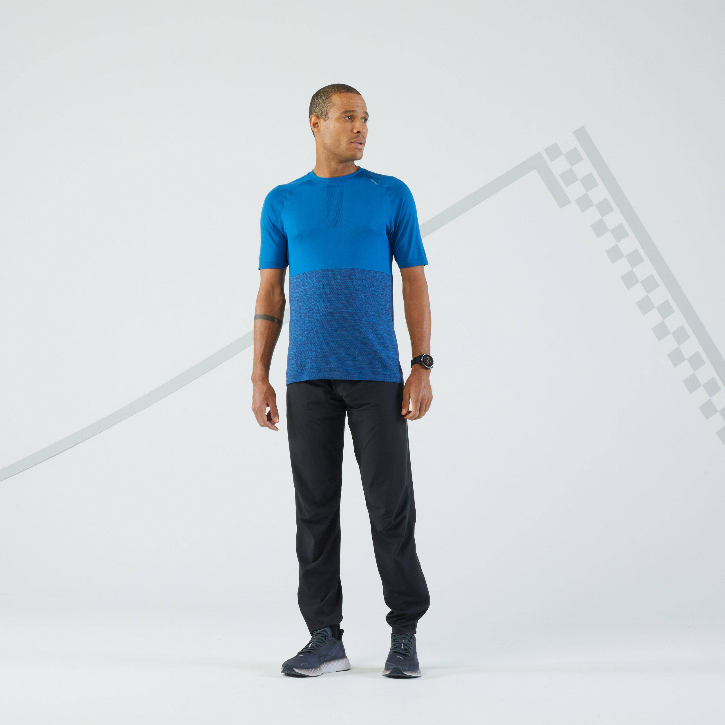Men Breathable Running Track Pants - Run 500 - Black -  2