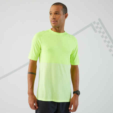 Camiseta de Trail Running para hombre Kiprun transpirable amarillo fluorescente