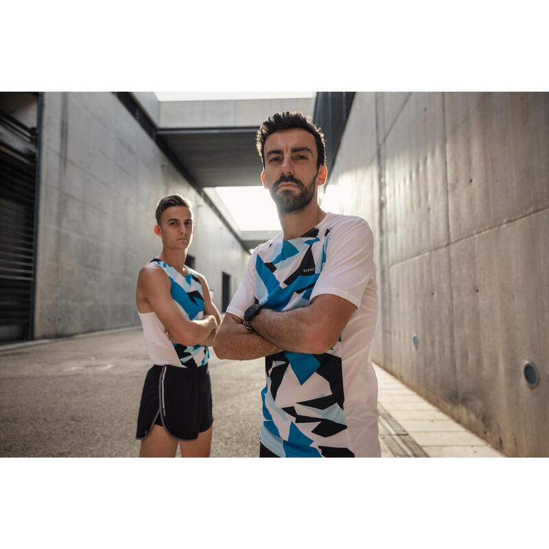 T-shirt de Running respirant Homme - KIPRUN 900 Light Bleu et blanc