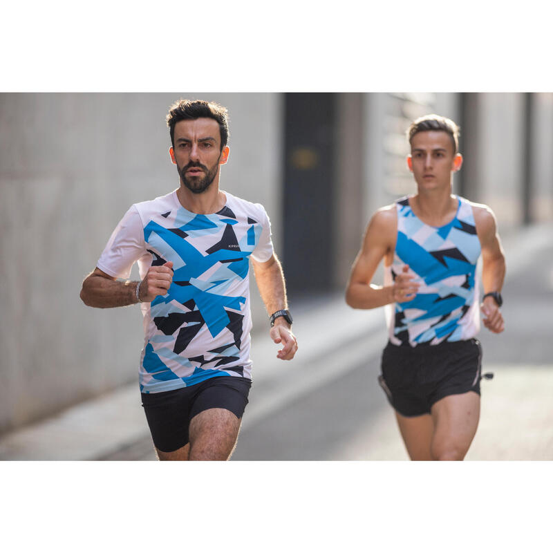 T-shirt de Running respirant Homme - KIPRUN 900 Light Bleu et blanc