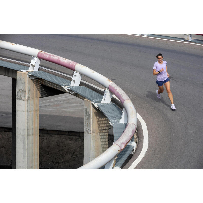 Tricou respirant Alergare pe asfalt Kiprun Care Mov Damă