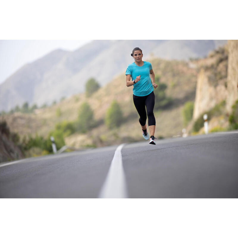 T-shirt running & trail sans couture Femme - KIPRUN Run 500 Confort turquoise
