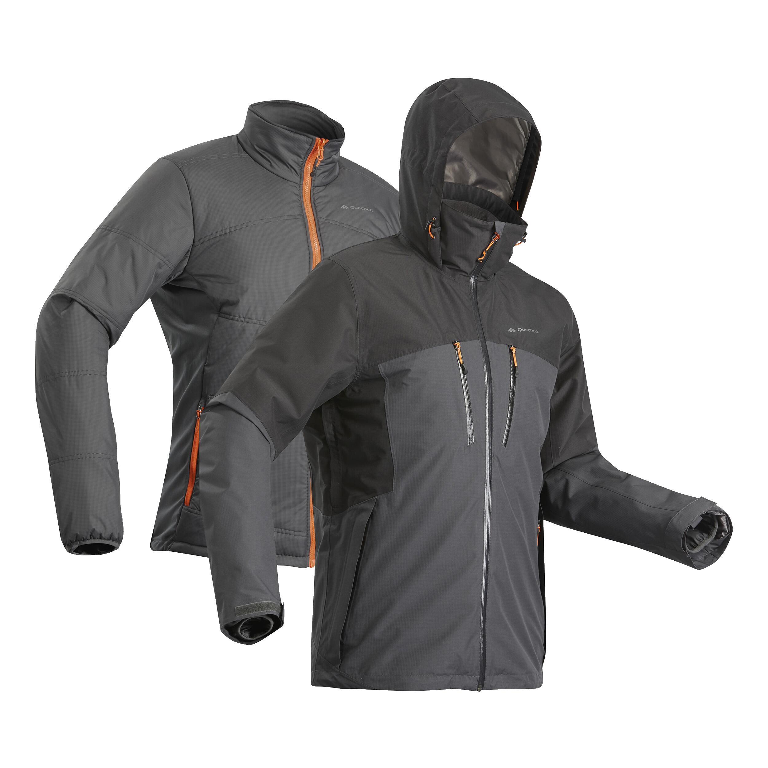 Men's 3-in-1 Waterproof Travel Trekking Jacket Travel 500 -10°C - Black 5/18