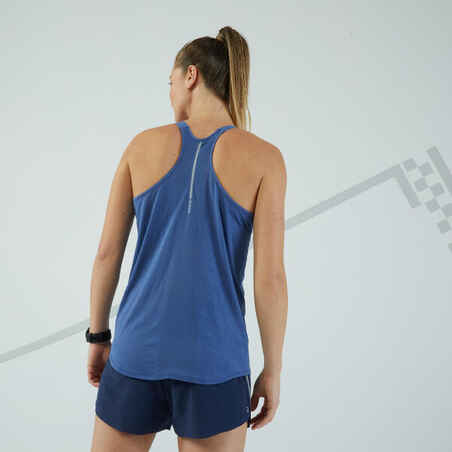 Women's Running Tank Top with Built-in Bra KIPRUN Care Blue Orange