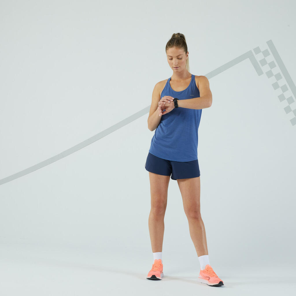 Lauf-Tanktop Damen mit integriertem Bustier - Run 500 Comfort grün