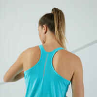 Women's Running Tank Top with Built-in Bra - KIPRUN Run 500 Comfort - turquoise